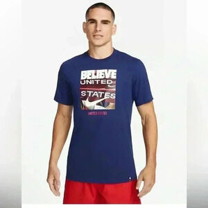 Nike USMNT/USWNT Soccer Men's "Believe" Navy Blue Tee NEW With Tags Size Medium